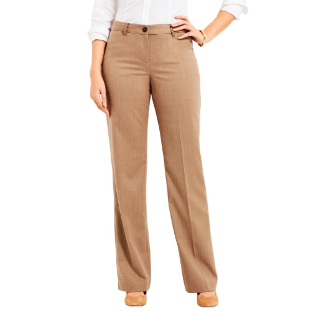 Talbots Womens 14 Wide Leg Tan Windsor Trouser
